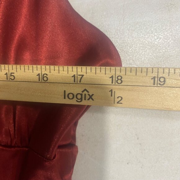 Agogo Threads Babydoll Maxi Halter Dress Womens L Red Satin Feel Sleeveless Open - Picture 9 of 13